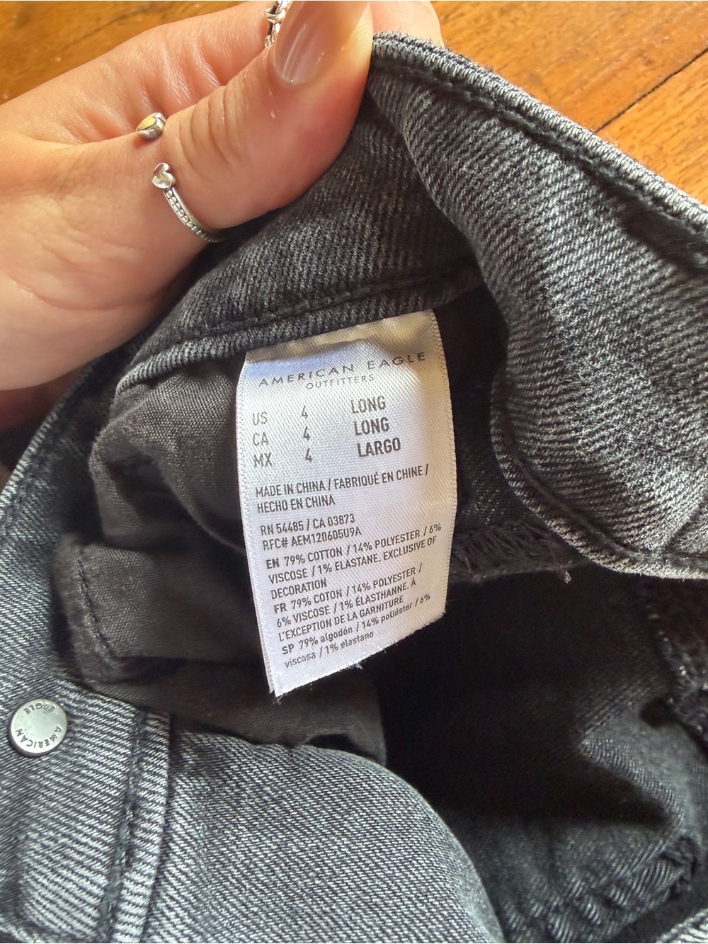 American Eagle Outfitters Men's Slim Straight Jeans in Charcoal - Picture 3 of 5